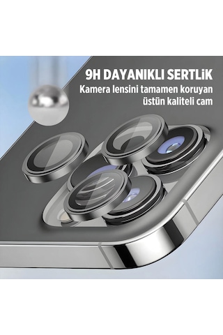 Bix iPhone Uyumlu 16 Pro / 16 Pro Max Lens Koruyucu Kamera Lensi 9h Gerçek Cam Crystal Ar+af Uzay Siyahı Uzay Siyah