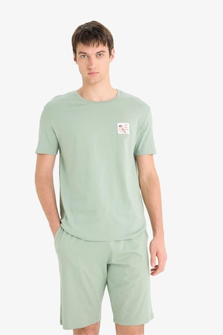 Defacto Pijama Takımı Baskılı Kısa Kollu Üst Şort F6184ax25spgn1107 Yeşil