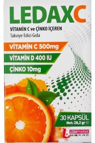Ledapharma Ledaxc Vitamin C Vitamin D Ve Çinko İçeren 30 Kapsül