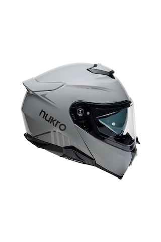 Nukro 937-sv Çene Açılır Motosiklet Kaskı Parlak Gri