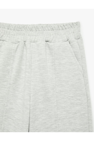 Koton Beli Lastikli Viskon Karışımlı Cepli Geniş Paça Pantolon Gri Melanj 7wkg40097ak