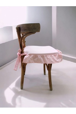 Pembe Fırfırlı Bağcıklı İskandinav Stil Sandalye Minderi Diğer