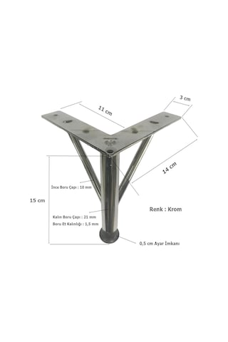 4 Adet Firkete Ayak Metal 15 Cm Krom Mobilya Koltuk Ayağı