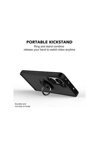 Poco X7 Pro Iron Man Edition Uyumlu Kılıf Yüzüklü Standlı Sert Silikon Kapak - Siyah Siyah