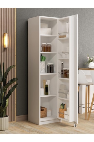 Kuzeylife Novensa Çok Amaçlı Erzak-kiler Dolabı Tek Kapaklı Beyaz Beyaz