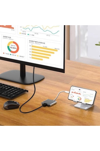 Dolıty Tip C - Hdmı Kablosu Dönüştürücü Dizüstü Ev Gri