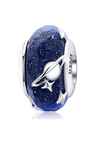 S925 Ayar Gümüş Kolye Yıldızlı Gökyüzü Yönlü Cam Boncuk Mavi Yıldızlararası Gevşek Boncuk Çok Renkli