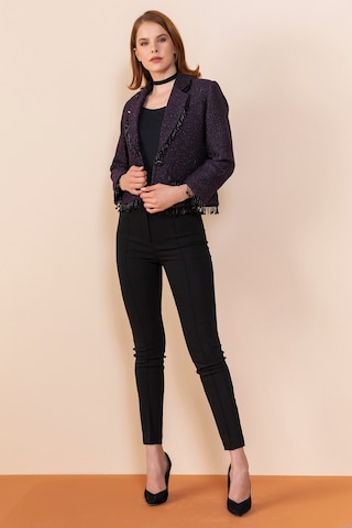 Serpil Exclusive Kadın Püskül Detaylı Kısa Blazer Ceket Mor