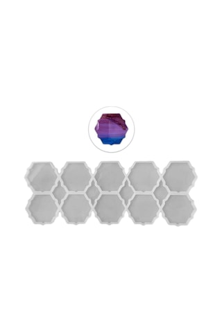 Epoksi Silikon Kalıp Altıgen Tırtıklı Kenar Bardak Altı Ve Magnet Kalıbı 6.8 Cm Beyaz