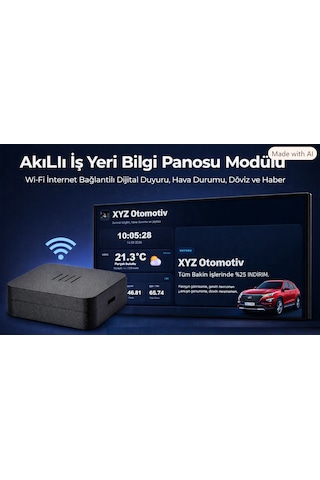 Akıllı İş Yeri Bilgi Panosu Modülü Wi-fi İnternet Bağlantılı Dijital Duyuru, Hava Durumu, Döviz Ve Haber Ekranı