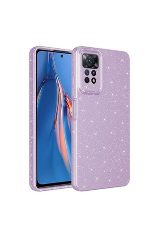 Xiaomi Redmi Note 12 Pro 4g Kılıf Kamera Korumalı Simli Lüks Zore Koton Kapak Lila