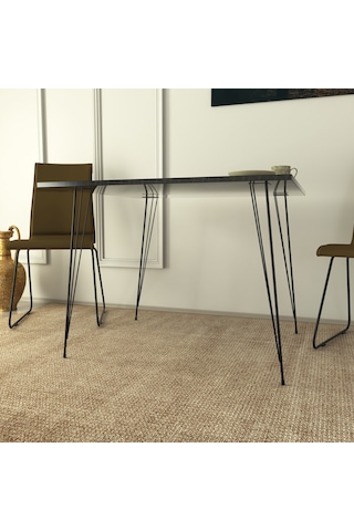 Pasific Home Sandalf Metal Ayaklı Mutfak Masası Kare 90x90 Siyah Mermer