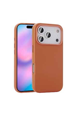 Apple Uyumlu iPhone 17 Pro Kılıf M-safe Şarj Özellikli Pu Deri Görünümlü Mkst Kupra Kapak - Siyah Siyah
