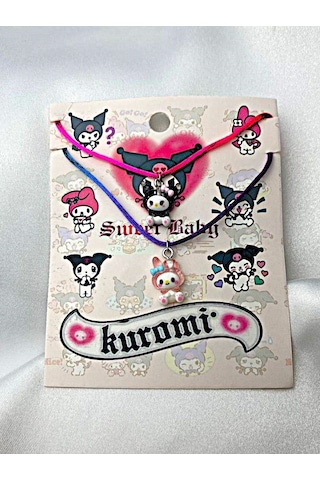 Kuromi & Melody Renkli İpli Bff Kolye Seti Çok REnkli