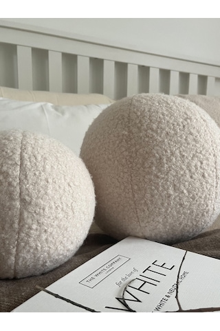 Teddy Top Dekoratif Yastık Krem Büyük Krem