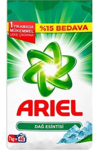 Ariel Toz Çamaşır Deterjanı Dağ Esintisi 7 KG + Parlak Renkler 7 KG