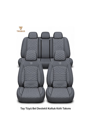 Skoda Kamiq 2019 Ve Sonrası Uyumlu Altay Bel Destekli Tay Tüyü Oto Koltuk Kılıfı Füme