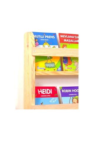 Çocuk Odası Eğitici Montessori Ahşap Kitaplık Mobilya Raf Duvar Rafı 5'li Bej
