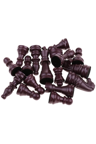 Homyl 16 Adet Yedek Plastik Satranç Taşları / Oyuncak Kahverengi