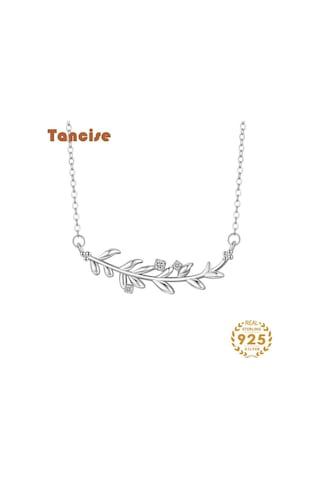 Tancise S925 Gümüş Yaprak Kolye Kadın Basit Dalları ve Yaprakları Kolye Boyun Zinciri Gümüş Takı
