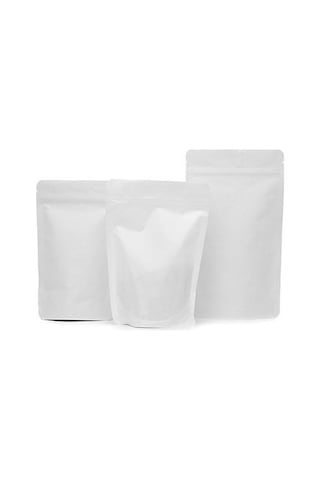 Pencereli Beyaz Kraft Kilitli Doypack Ambalaj 11 X 18,5 + 3,5 Cm. 100 Gr. -50 Adet
