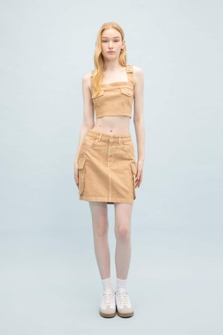 Defacto Coool Kargo Fit Gabardin Yıkamalı Soluk Efektli Mini Etek C4456AX24SPBG387 Bej