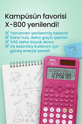 Daxi X-800 Yeni Nesil 240 Fonksiyonlu Bilimsel Hesap Makinesi Fuşya Genel