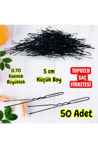 Technow Siyah 5 Cm Küçük Topuzlu Saç Firketesi Toka 0.70 Siyah 50 Adet Siyah