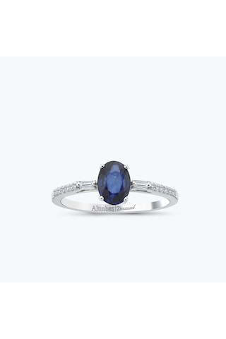 Altınbaş Pırlanta Safir Oval Yüzük Meh044s-14k