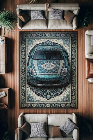 Nissan 350z Araba Desenli Halı Dijital Baskı Yıkanabilir Kaymaz Taban Leke Tutmaz