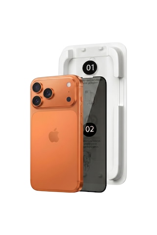 Fulltech Magicbox iPhone Uyumlu 17 Pro Max Premium Tempered Glass Aparatlı Ekran Koruyucu - Privacy