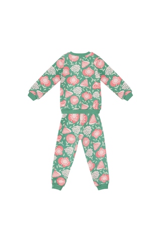 Denokids Pembe Çiçekli Kız Bebek Eşofman Takım - Yeşil