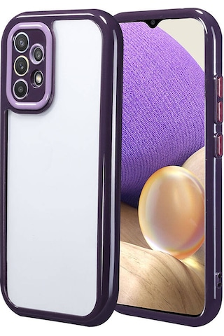 Galaxy A32 4g Kılıf Kamera Korumalı Renkli Kenar Ve Çerçeve Tasarımlı Zore Vitamin Kapak Derin Mor