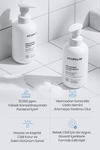 Çocuklara & Bebeklere Özel Pantenol İçerikli Krem Dokulu Duş Jeli Atopalm Panthenol Cream Wash
