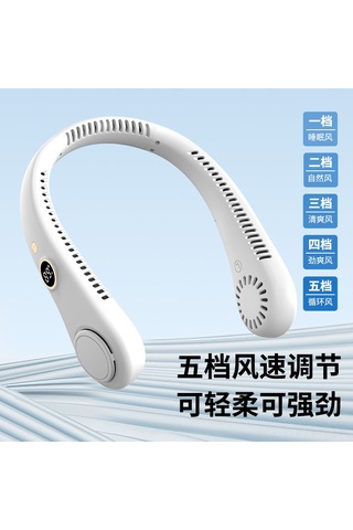 Hangfox Navy Renkli Dijital Göstergeli Ellerden Bağımsız Boyun Fanı - Sürekli Soğutma, Usb Şarjlı, Sessiz Çalışma, Spor Ve Günlük Kullanım