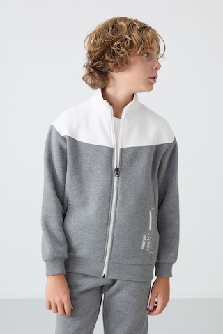 Tommy Life Gri Melanj Pamuklu Kalın İçi Tüylü Yumuşak Dokulu Standart Fit Nakışlı Erkek Çocuk Eşofman Takım - Gri Melanj