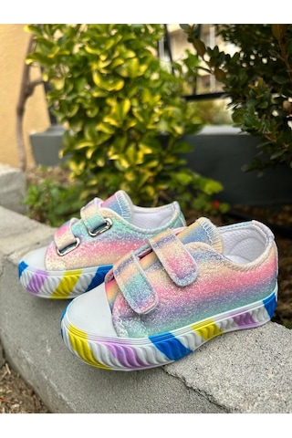 Scarpe Magiche Parlak Gökkuşağı Kız Çocuk Ayakkabısı Hafif Ve Rahat Spor Model 31-35 Numara Arası Işıksızdır Çok Renkli
