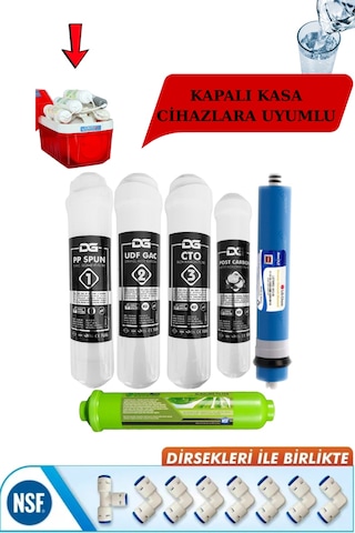 Kapalı Kasa 12 Inç Su Arıtma Cihazı Filtresi 6 Aşamalı 80 Gpd Lg Membranlı Inline Seti Alkalin-