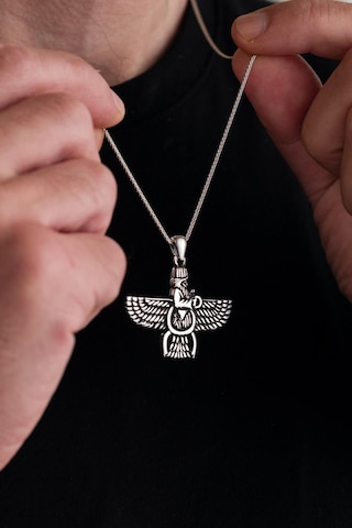 Gümüş Ahura Mazda Figürlü Erkek Kolye Gümüş