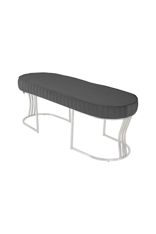Viego Silver Striped- Gri Kapitoneli Chester Model Puf & Bench & Koltuk & Uzun Makyaj Puff & Yatak Ucu &önü