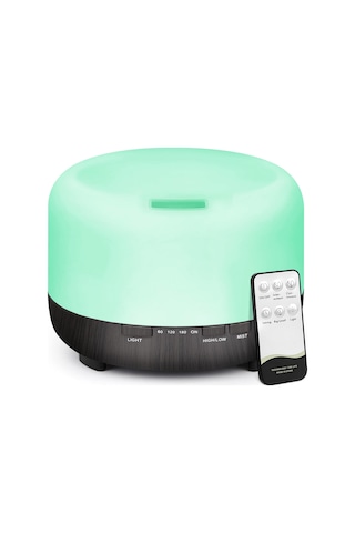 Uçucu Yağ Difüzör Aromaterapi Nemlendirici: 500ml Ultrasonik Aroma Hava Buharlaştırıcı Büyük Oda İçin Sessiz Sis Nemlendiricileri Küçük Bebek Yatak Odası İçin Uzaktan Kumanda Siyah-2pack