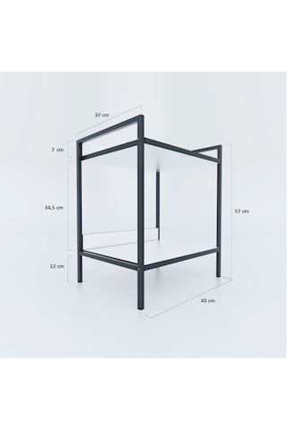 Modern Komodin Metal Ahşap Iki Raflı  Komidin