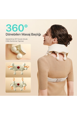 SKG Hs500-2 Boyun Ve Omuz Masaj Aleti Shiatsu Masaj Terapisi Derin Rahatlama, Yoğurma Hissiyatı Bej