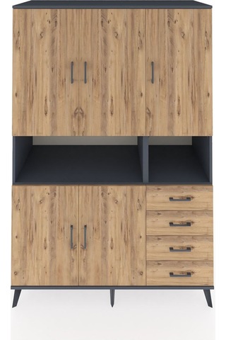Kronos Dolap 7 Raflı 4 Çekmeceli 5 Kapaklı 132x59x195 Antrasit-çam/çam Atlas Çam/atlas Çam