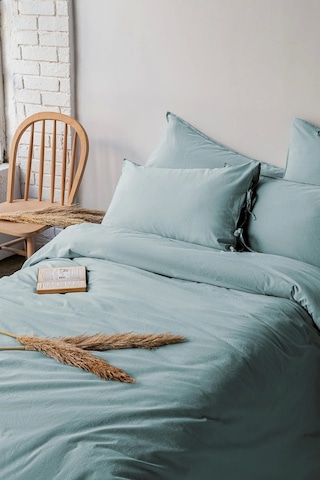 Savanna Yıkanmış %100 Pamuk Poplin Mint Çift Kişilik Nevresim Takımı