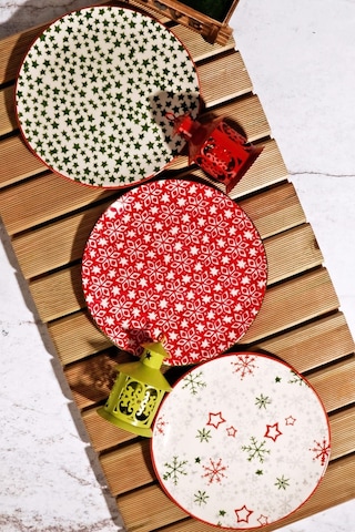 Kitchen Life Handmade Yılbaşı Özel Tasarım Pasta Tabak Seti 21 CM 6'lı