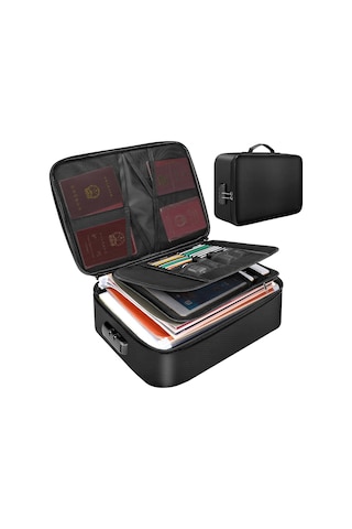 Yanmaz Doküman Çantası Kilitli Fermuarlı Kapatma Yangına Os4643b-1 Siyah