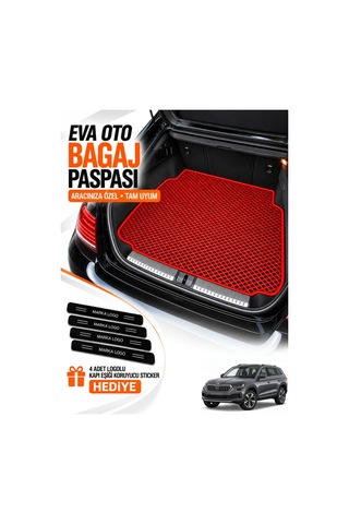 Skoda Kodiaq 2024-2026 Uyumlu Eva Bagaj Paspası Araca Özel Kırmızı