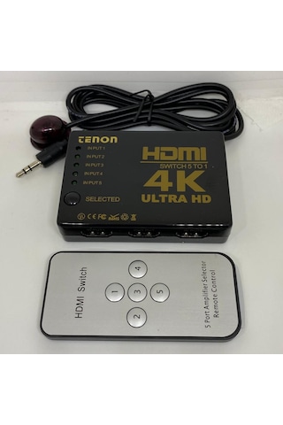 Hdmi Hdtv Switch 5 Port Çoklayıcı 4K Ultra Hd Uzaktan Kumandalı
