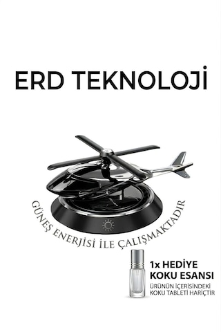 Güneş Enerjili Helikopter Araba Kokusu-kokusu  Araba Süsü Gümüş Siyah